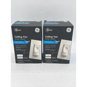NEW LOT 2 GE Cync Alexa Google Wi-Fi Smart Ceiling Fan Switch-White SEALED